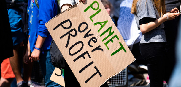 Demo mit Plakat: Planet over Profit