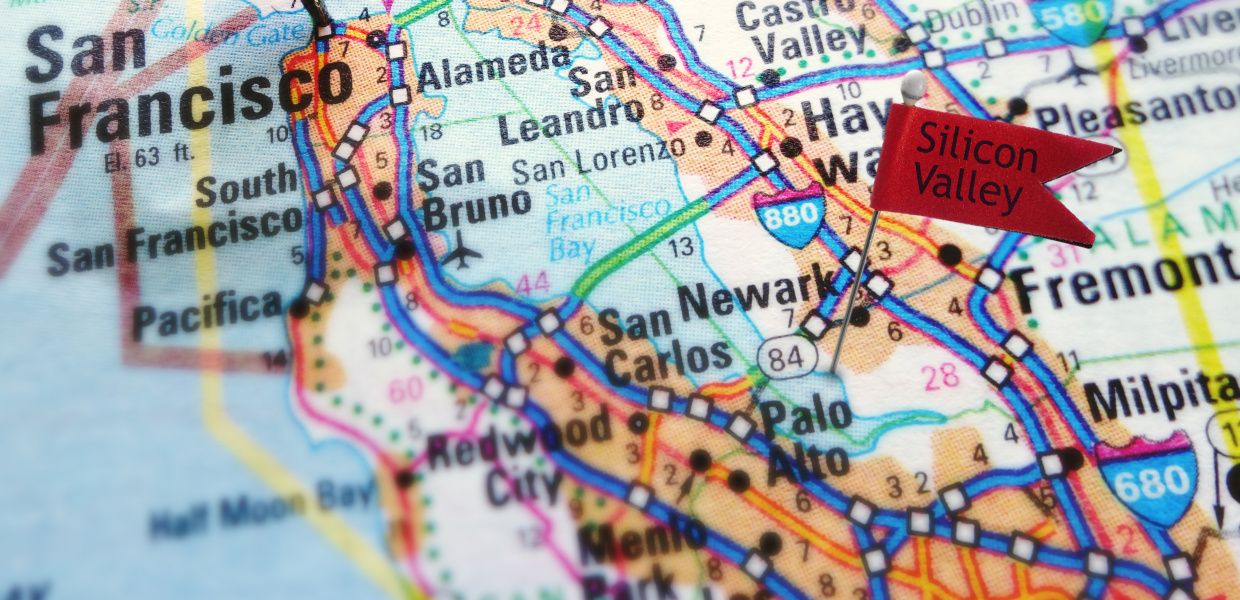 (© Shutterstock / zimmytws) Karte Map Silicon Valley